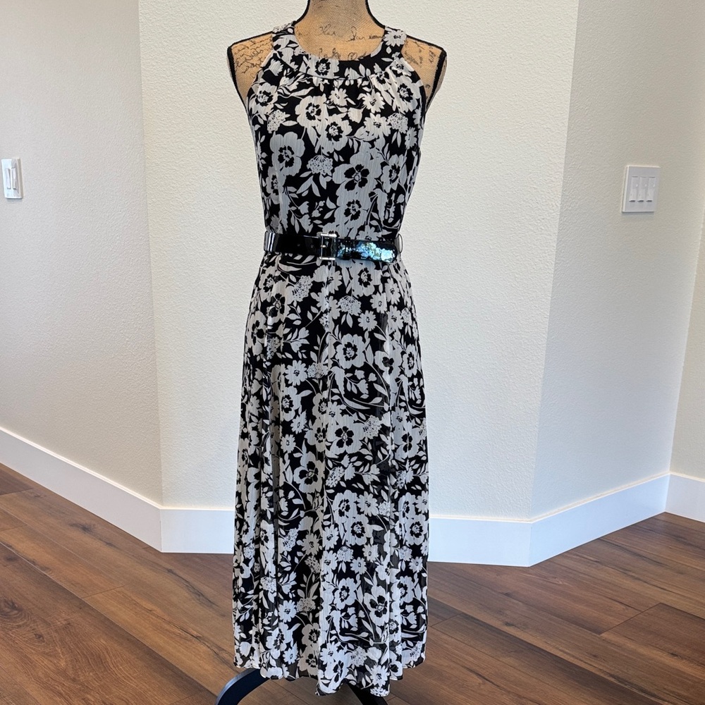 Tommy Hilfiger Black and White Floral Midi Dress